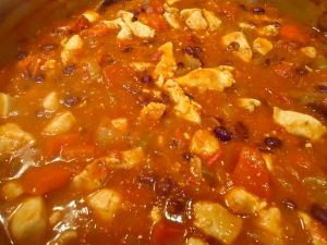 The chili is ready! Remember to remove any hot pepper halves from the completed pot. If not some one may get a surprise in their bowl. 