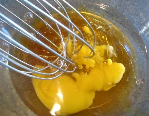 Mix the wet ingredients, well everything but that applesauce.