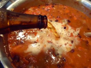 I realize you probably know how to pour beer into a pot...but this was such a good shot - you can almost smell the beer and spices wafting  in the air!