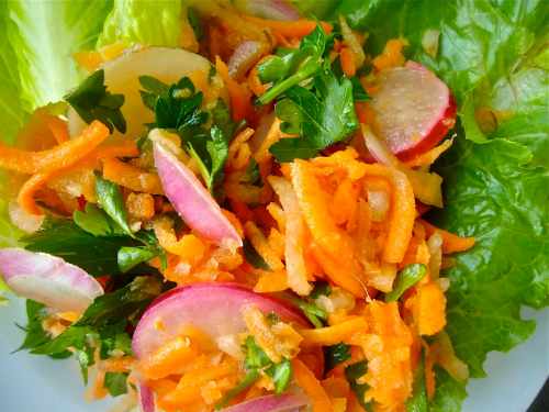 carrot slaw on the plate