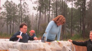 After the climb and sliding down the other side, run a hundred yards where a huge vat of ice water awaits. 