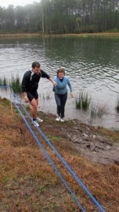 Dear Hubby helping my sis out of the pond. Ever the gentleman! 