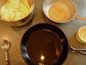 The "ingredients" - I consider the cast iron skillet an ingredient in Potatoes Anna as it is very important in getting a perfect result.