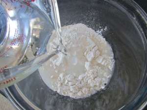 First thing make your starter - flour, yeast and water. So simple!