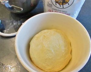 Place the dough in an oiled bowl and allow to sit in a warm place to rise. Here is the 'before' picture.