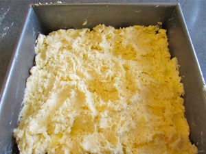 Press the 'cake' into the prepared pan. 