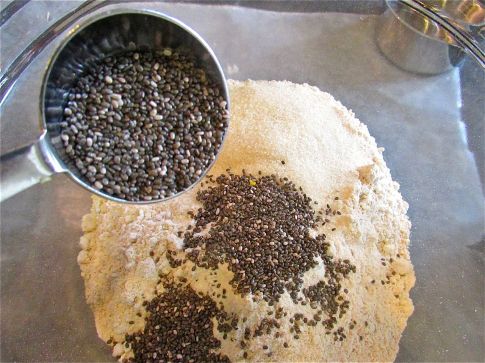 The dry ingredients together in another bowl.   The secret to light, fluffy muffins is to mix the wet and dry ingredients together until just combined - no over mixing! 