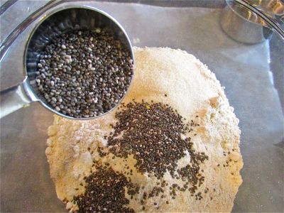 The dry ingredients together in another bowl.   The secret to light, fluffy muffins is to mix the wet and dry ingredients together until just combined - no over mixing! 